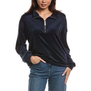 Knit Riot Womens  Velour 1/4-Zip Pullover, Navy